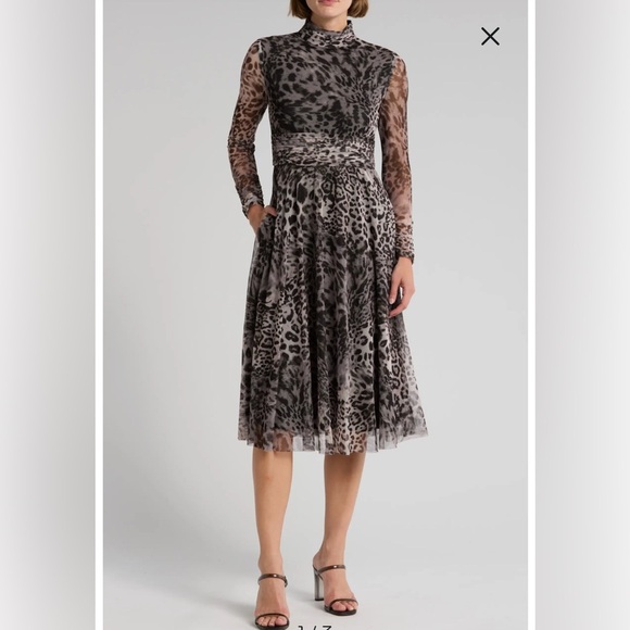 Eliza J Leopard Print Long Sleeve Dress size 14 new with tag - Picture 1 of 13